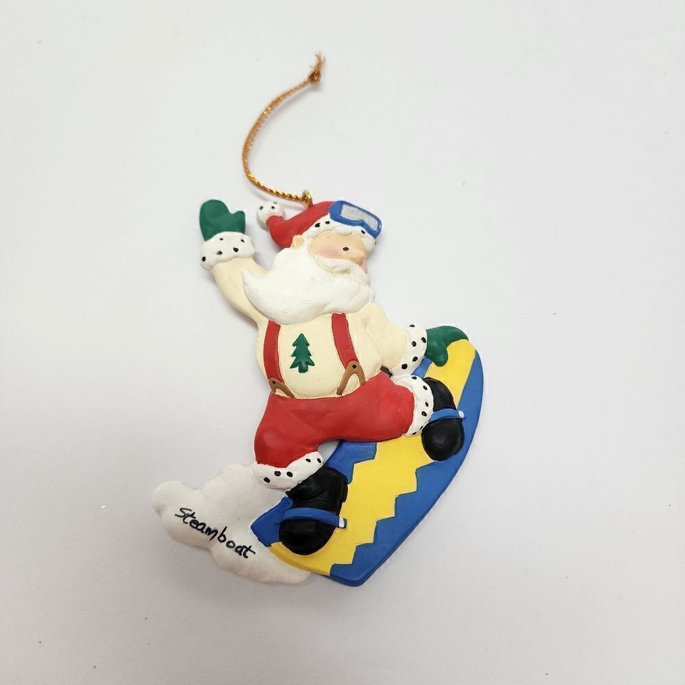 Surfing Santa Ceramic Christmas Ornament from Steamboat Springs, Colorado